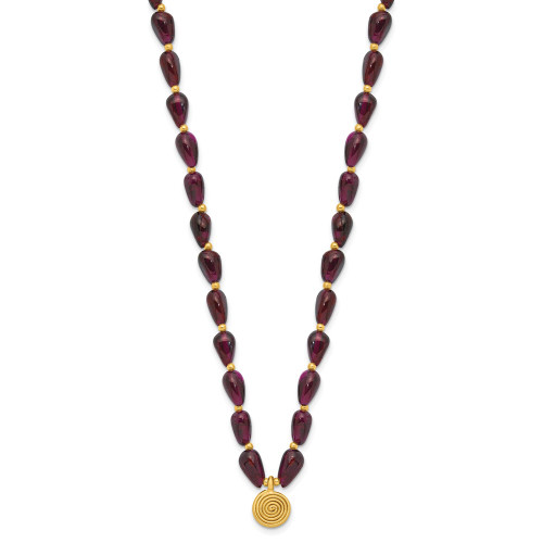 Sterling Silver Gold-plated Garnet 16in w/2in ext. Necklace