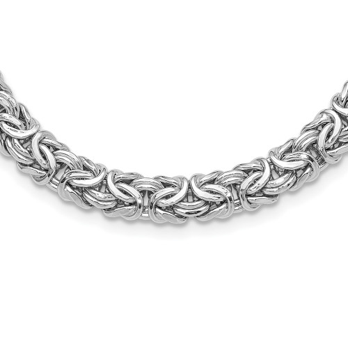 Sterling Silver Rhodium-plated 8.25mm Byzantine Link 17in Necklace