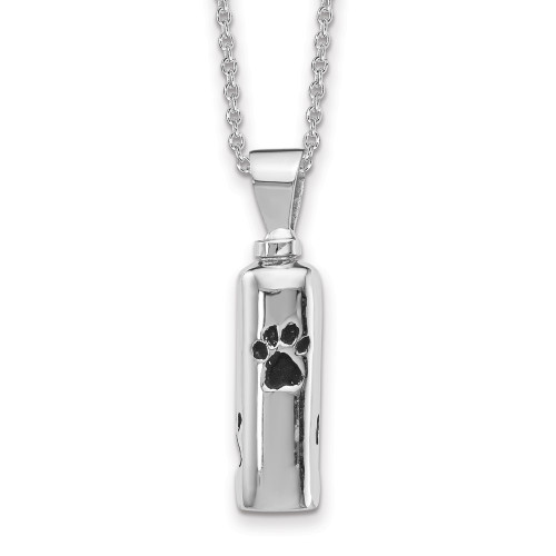Sterling Silver Rhodium-plated Enameled Paw Prints Ash Holder Necklace