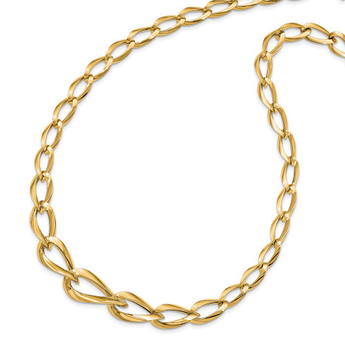 14K Yellow Gold Polished Fancy Link Necklace LF717-17.5