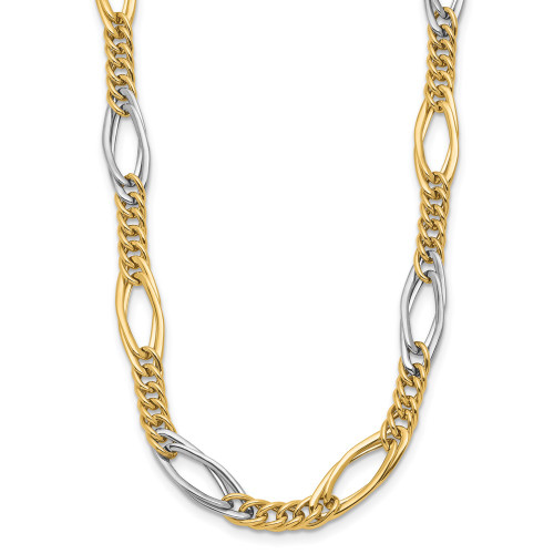 14K Yellow Gold Rhodium Polished Fancy Link Necklace