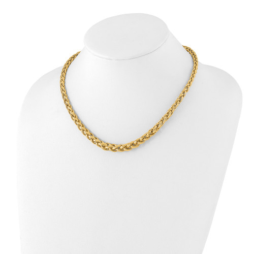 14K Yellow Gold Polished and Textured w/ .5in ext Necklace