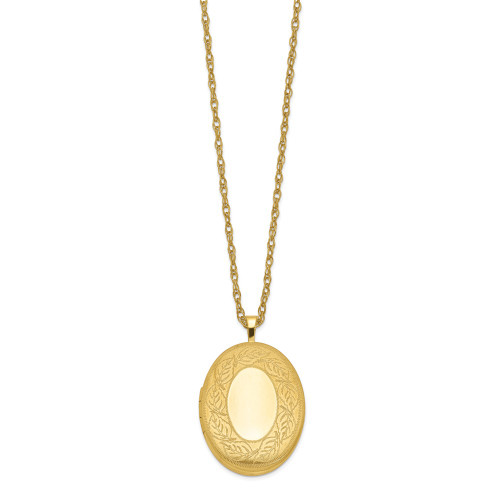 1/20 Gold-filled 26mm Leaf Border Oval Locket Necklace