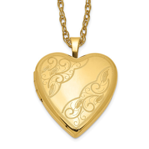 1/20 Gold-filled 20mm Side Swirled Heart Locket Necklace