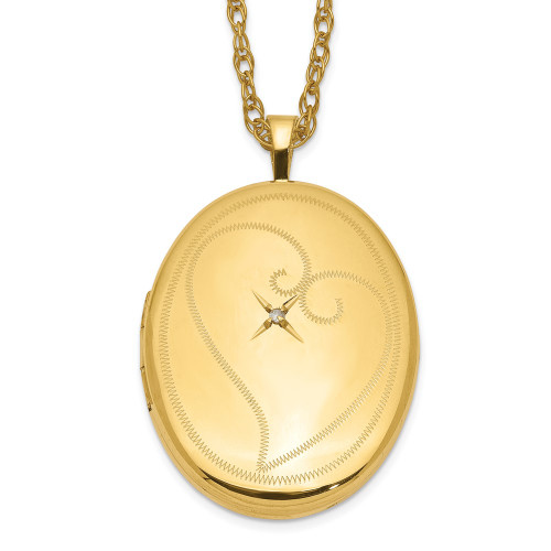 1/20 Gold-filled 26mm Diamond in Heart Oval Locket Necklace