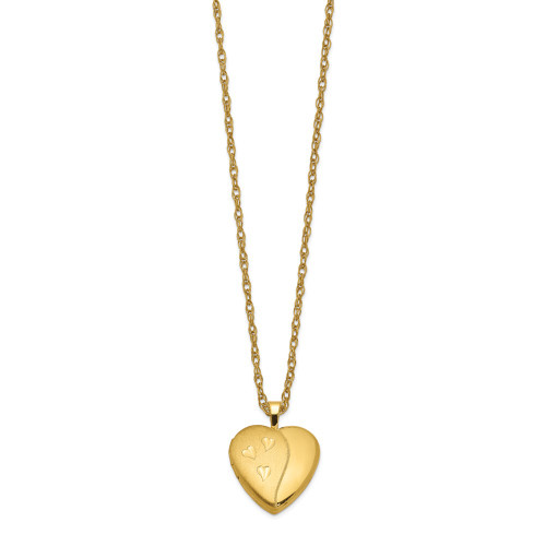 1/20 Gold-filled 16mm Satin and Polished Heart Locket Necklace