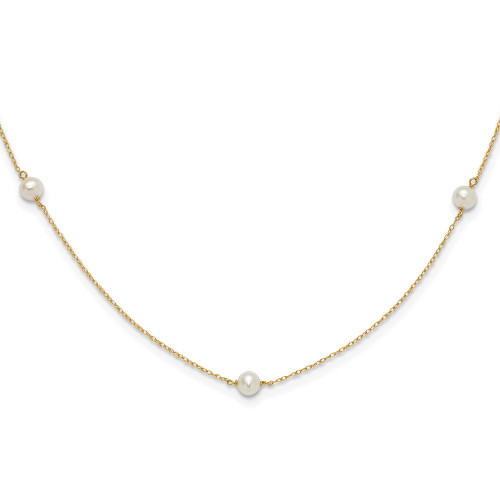 14K Yellow Gold Madi K 4-5mm White Round Freshwater Cultured Pearl 5-station Necklace
