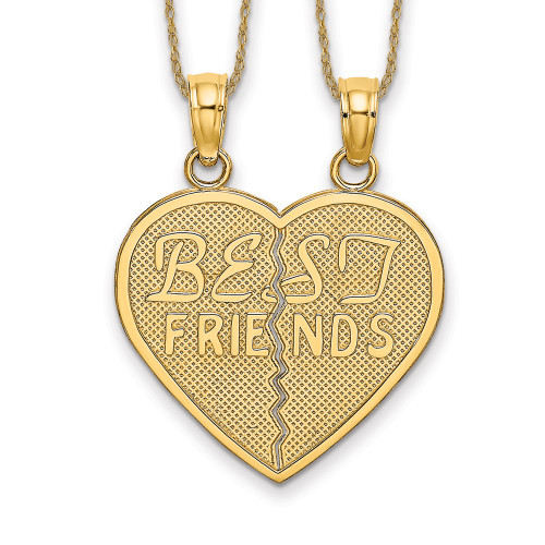 14K Yellow Gold BEST FRIENDS Break-a-part Heart Necklace