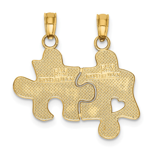 10k Yellow Gold BEST FRIENDS Break-A-Part Puzzle Pieces Necklace