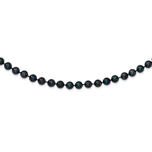 14k White Gold 6-7mm Round Black Saltwater Akoya Cultured Pearl Necklace PLB60-24
