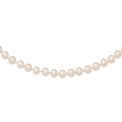 14K Yellow Gold 6-7mm Round White Saltwater Akoya Cultured Pearl Necklace PL60AA-20
