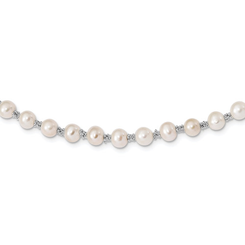 Sterling Silver Rhodium-plated White Freshwater Cultured Pearl Necklace