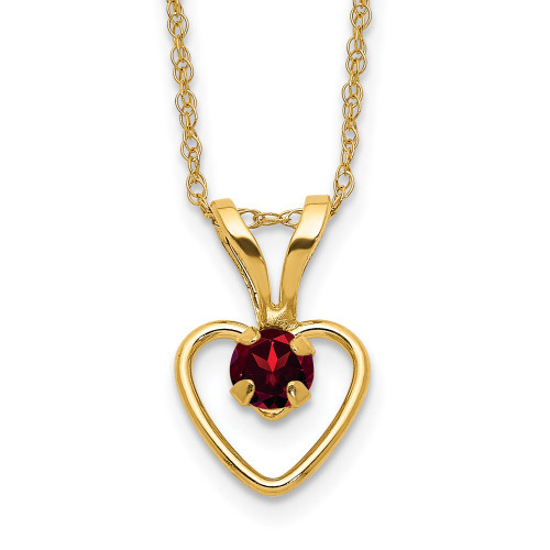 10k Yellow Gold Madi K 3mm Garnet Heart Birthstone Necklace