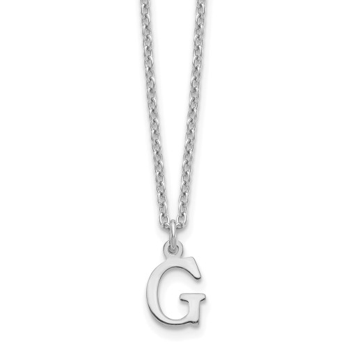 Sterling Silver Rhodium-plated Cutout Letter G Initial Necklace