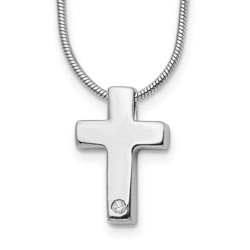Image of White Ice Sterling Silver Rhodium-plated 18 Inch Diamond Cross Necklace with 2 Inch Extender QW188-18