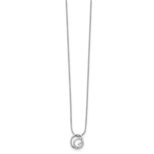White Ice Sterling Silver Rhodium-plated 18 Inch Diamond Swirl Necklace with 2 Inch Extender QW316-18