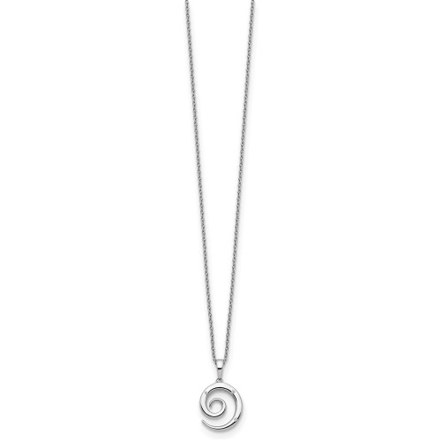 White Ice Sterling Silver Rhodium-plated 18 Inch Diamond Swirl Necklace with 2 Inch Extender QW481-18
