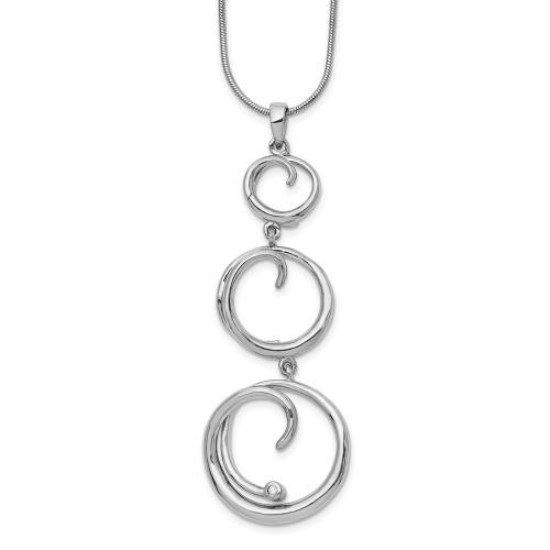 White Ice Sterling Silver Rhodium-plated 18 Inch Diamond Swirl Necklace with 2 Inch Extender QW266-18