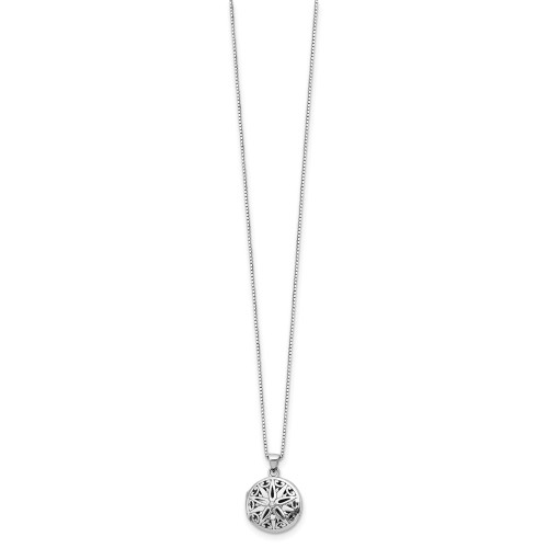 White Ice Sterling Silver Rhodium-plated 18 Inch Diamond Star Round Locket Necklace with 2 Inch Extender