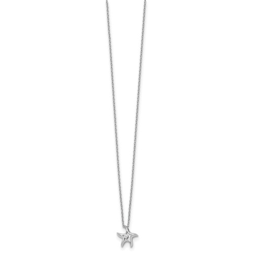 White Ice Sterling Silver Rhodium-plated 18 Inch Diamond Starfish Slide Pendant Necklace with 2 Inch Extender