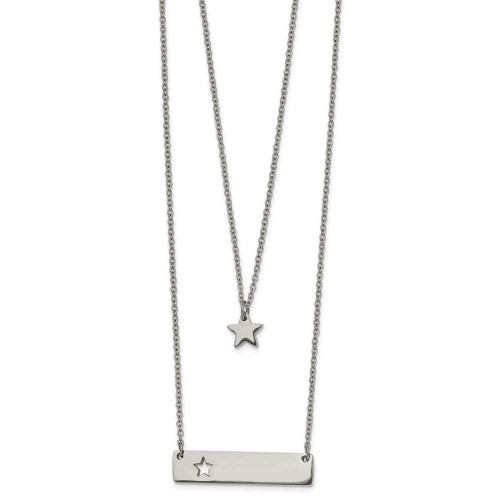 Image of Chisel Stainless Steel Polished Star and Bar Multi Strand 15.5 inch Cable Chain with a 1.5 inch Extension Necklace