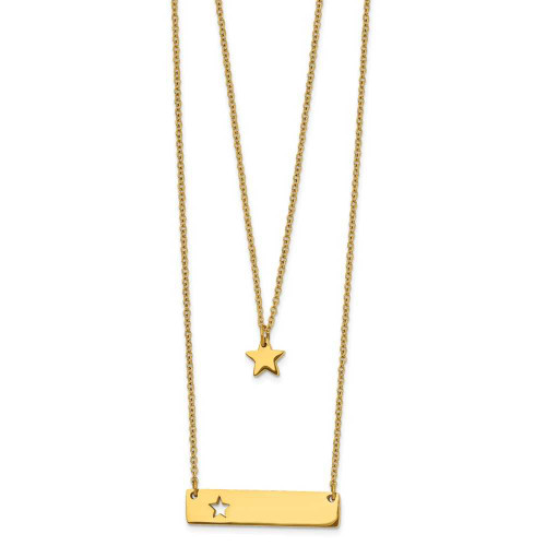 Image of Chisel Stainless Steel Polished Yellow IP-plated Star and Bar Multi Strand 15.5 inch Cable Chain with a 1.5 inch Extension Necklace