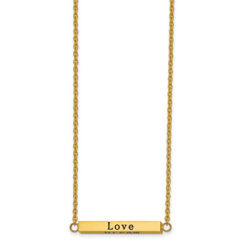 Image of Chisel Stainless Steel Polished Yellow IP-plated Enameled with CZ ENJOY THE LITTLE THINGS Bar on a 16 inch Cable Chain with a 2 inch Extension Necklace