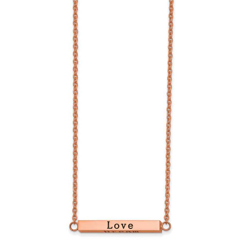 Image of Chisel Stainless Steel Polished Rose IP-plated Enameled CZ ENJOY THE LITTLE THINGS Bar on a 16 inch Cable Chain with a 2 inch Extension Necklace