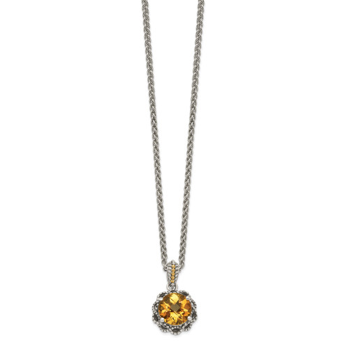 Shey Couture Sterling Silver with 14K Accent 18 Inch Antiqued Round Citrine Necklace
