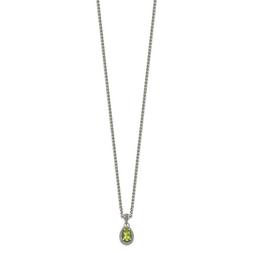 Shey Couture Sterling Silver with 14K Accent 18 Inch Antiqued Pear Shaped Peridot Necklace