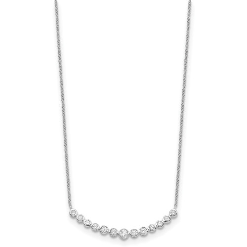 True Origin 14K White Gold 1/2 carat Lab Grown Diamond VS/SI D E F Graduated Curved Bar 18 inch Necklace