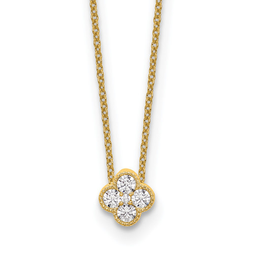 True Origin 14K Yellow Gold 1/4 carat Lab Grown Diamond VS/SI D E F Bloom Floral 18 inch Necklace PM6346-025-YLD