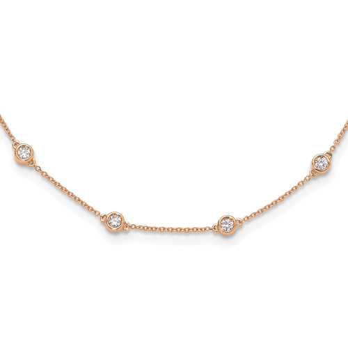 True Origin 14K Rose Gold 1 carat Lab Grown Diamond VS/SI D E F 16 Station 16 Inch Necklace