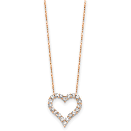 True Origin 14K Rose Gold 2 carat Lab Grown Diamond VS/SI D E F Open Heart 18 inch Necklace
