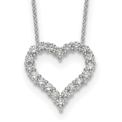 True Origin 14K White Gold 1 carat Lab Grown Diamond VS/SI D E F Open Heart 18 inch Necklace