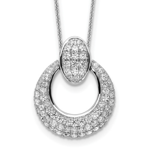 True Origin 14K White Gold 1 1/6 carat Lab Grown Diamond VS/SI D E F Fancy Circle 18 inch Necklace