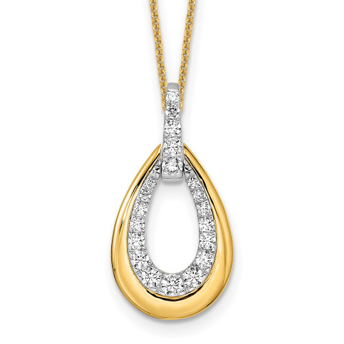 True Origin 14K Two-tone Gold 5/8 carat Lab Grown Diamond VS/SI D E F Fancy Teardrop 18 inch Necklace