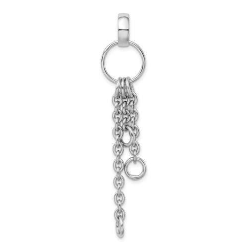 Amore La Vita Sterling Silver Rhodium-plated Polished Circle with Cable Chain Dangles Charm Carrier Pendant QCC617