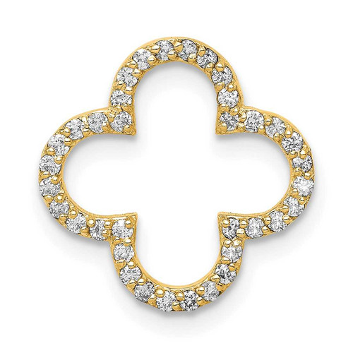 Image of 14K Yellow Gold Small Diamond Quatrefoil Design Pendant