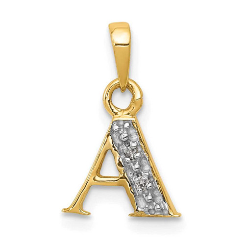 Image of 14K Yellow Gold with Rhodium Diamond Letter A Initial Pendant YC250A Image of 14K Yellow Gold with Rhodium Diamond Letter A Initial Pendant YC250A