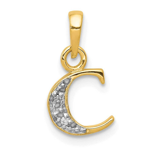 Image of 14K Yellow Gold with Rhodium Diamond Letter C Initial Pendant YC250C