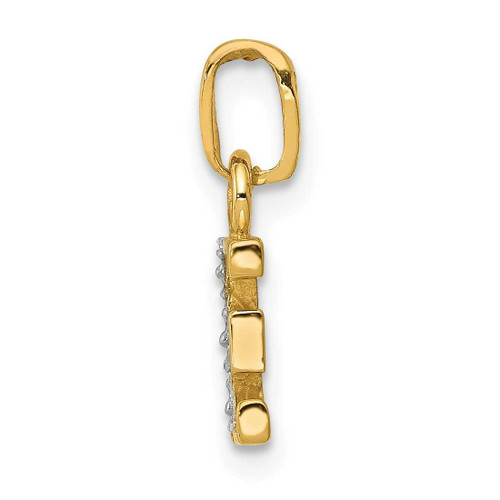 Image of 14K Yellow Gold with Rhodium Diamond Letter E Initial Pendant YC250E