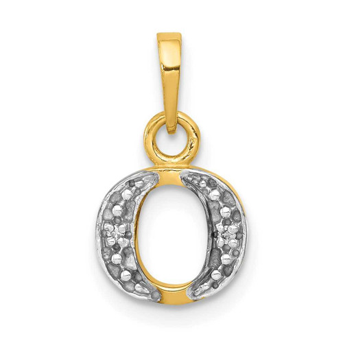 Image of 14K Yellow Gold with Rhodium Diamond Letter O Initial Pendant YC250O