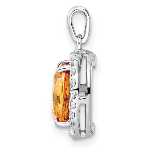 Image of Sterling Silver Rhodium-plated Oval 1.86t.w. Citrine/White Topaz Pendant