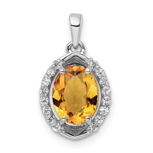 Image of Sterling Silver Rhodium-plated Oval 1.86t.w. Citrine/White Topaz Pendant