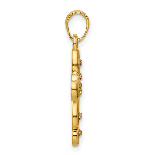 Image of 14K Yellow Gold w/Rhodium Diamond-cut Cross Pendant K9797