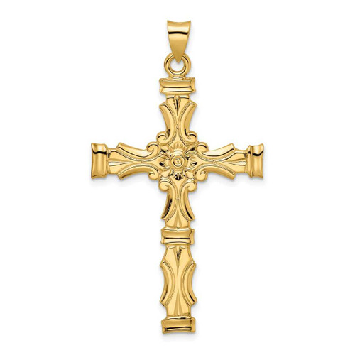 Image of 14K Yellow Gold Polished Solid Fancy Design Cross Pendant XR1894