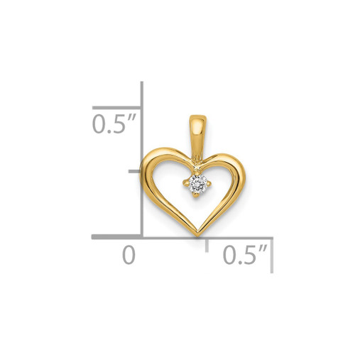 10k Yellow Gold AA .02ctw Diamond Heart Pendant