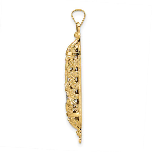 14K Yellow Gold Polished and Textured Solid Mezuzah Pendant