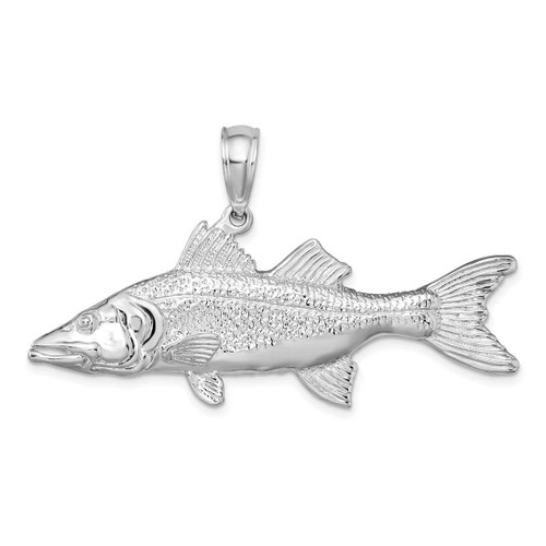 Image of Sterling Silver Polished 3D Snook Fish Pendant QC10176